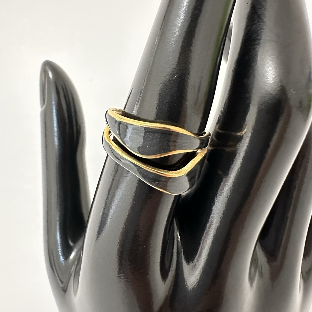 Women's Gold Tone Black‎ Geometric Open Rings Adjustable Fashion Jewelry New